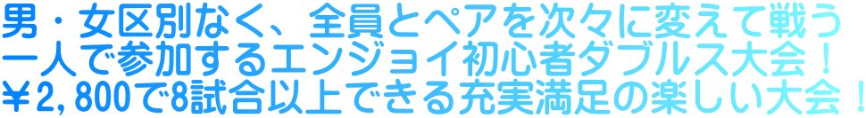 エフチャレンジカップ ビギナーズダブルス お一人様 初級者対象ダブルス 19年 川崎マリエン月例大会